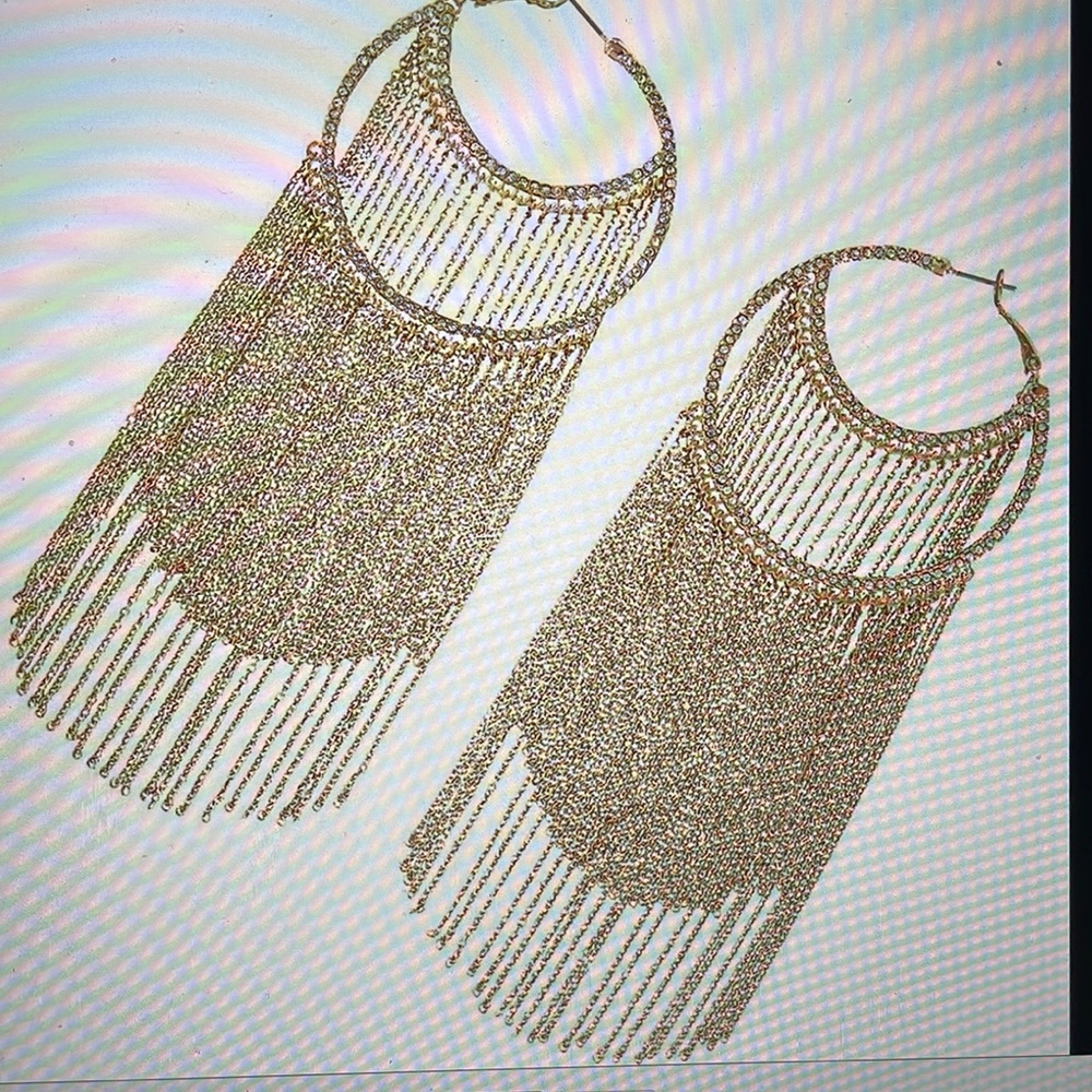 BCBGMAXAZRIA womens gold hoop drop earrings